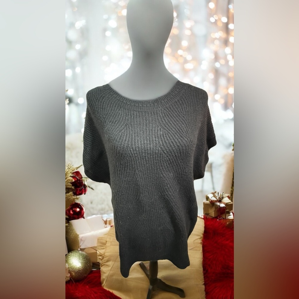 Fat Face Black Crew Neck Sweater with Ribbed Knit